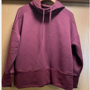 Nike Dri-Fit Womens Purple Ribbed Hooded Sweatshirt Size Large Swish on back